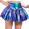 Girls Metallic Bubble Skirt Elastic Waistband Shiny Bud Skirt Sparkly Performance Costume
