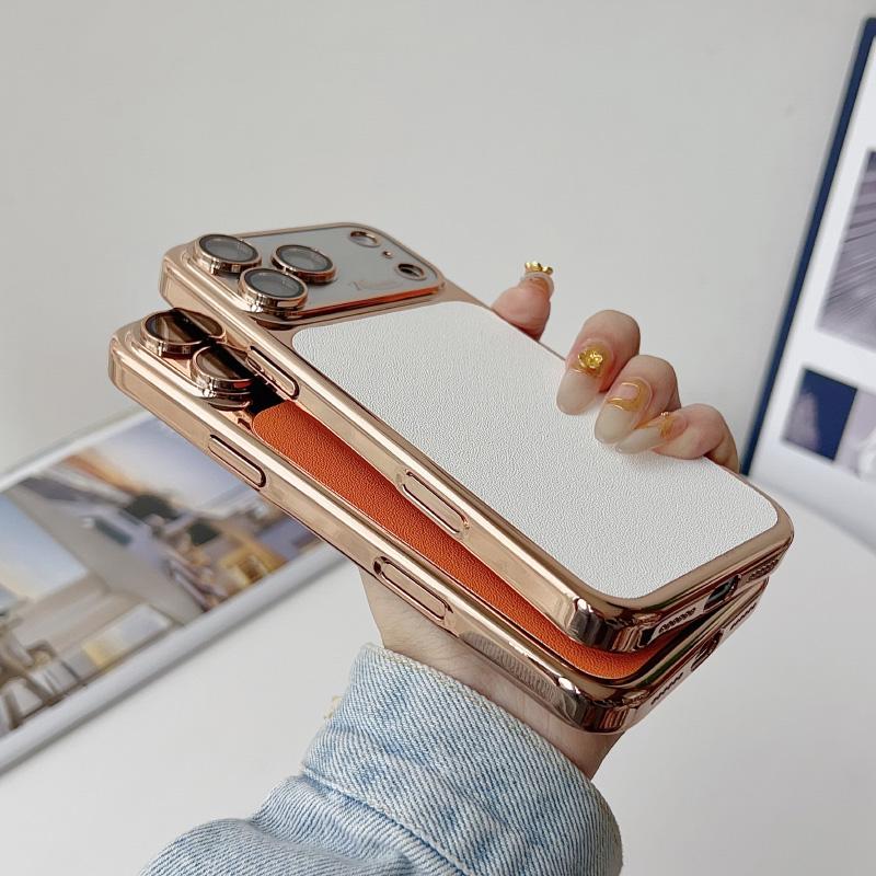 For MagSafe 6D Plating Soft TPU Artificial Leather Phone Case For iPhone 17 Pro Max 15 14 13 16 Pro Max Shockproof Back Cover