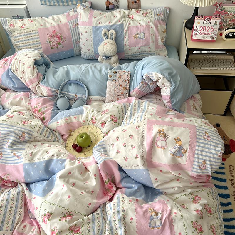 New Soft Skin-friendly Bedding Set Comfortable Breathable Duvet Cover Set with Sheet Single Double Quilt Cover and Pillowcases