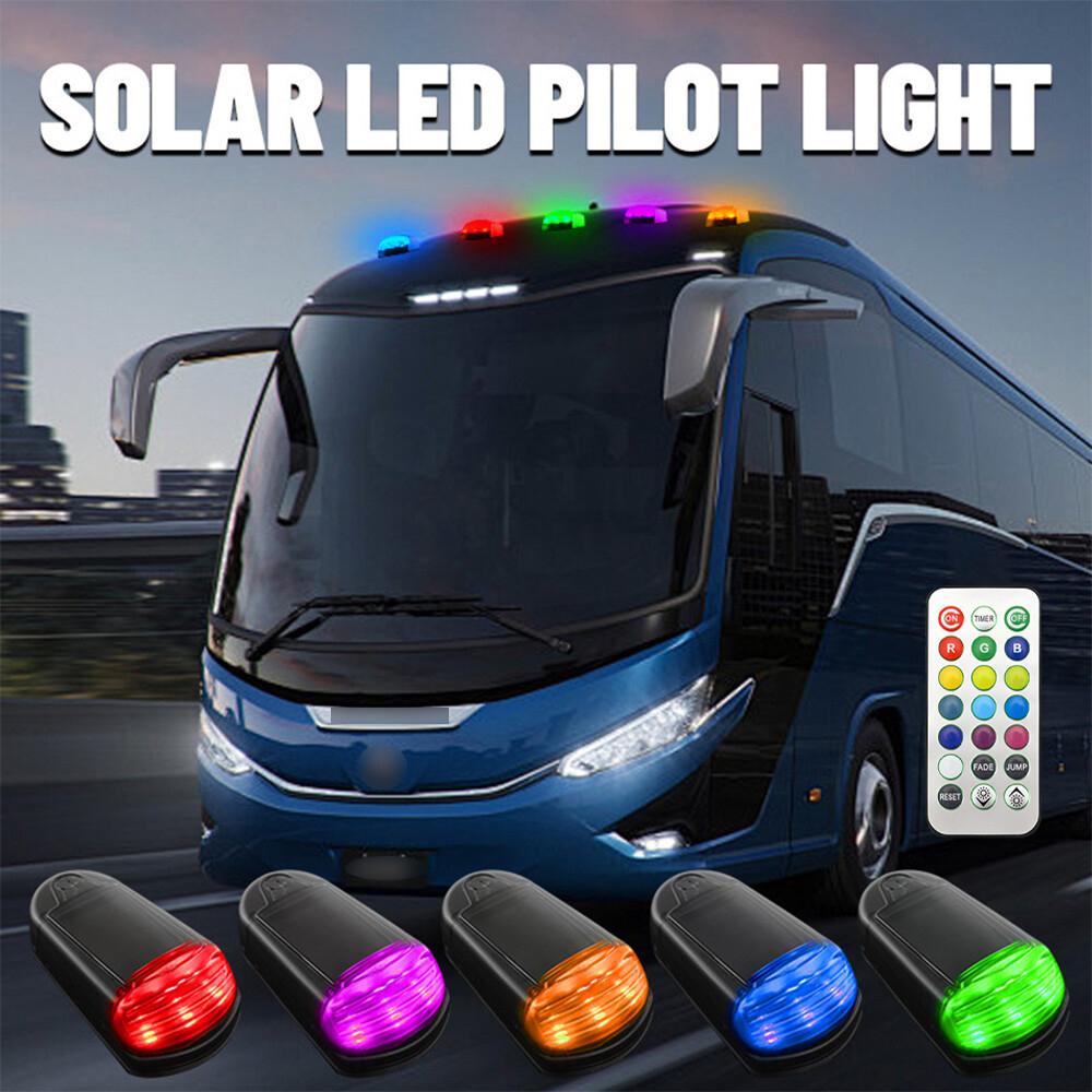 5pcs Solar Powered Cab Lights LED Roof Lights For Truck Trailers Pickup w/Remote