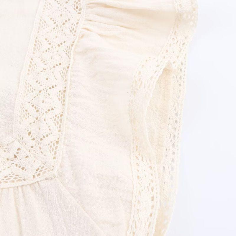 Kaslead New Women clothes Western Style Straight Lace Crocheted Holiday Style Top 3666107