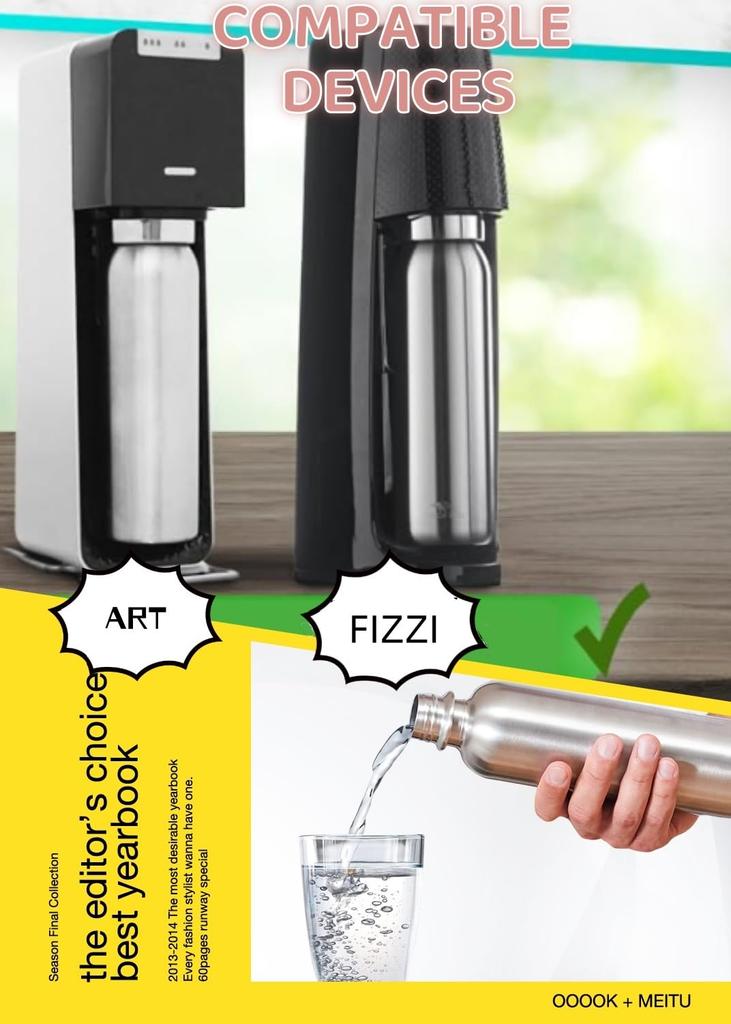 Botella Sunshine land de 23 oz para Sodastream Terra, Source, Power, Aqua Fizz, Fizzi y Art - Apta para lavavajillas y Botella de agua de acero inoxidable tipo termos