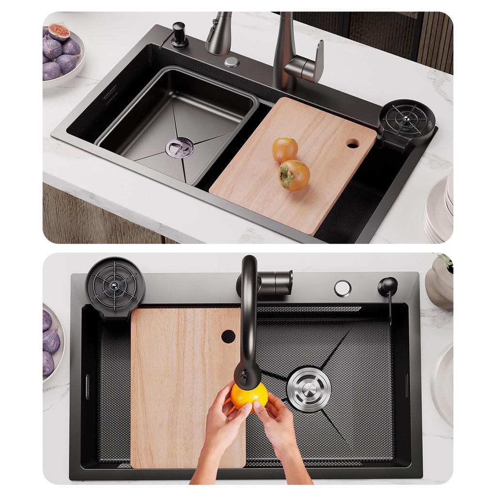 Silver Nano Embossed 304 Stainless Steel Kitchen Sink Large Single Slot Home Improvement Multifunction Wash Basin For Kitchen