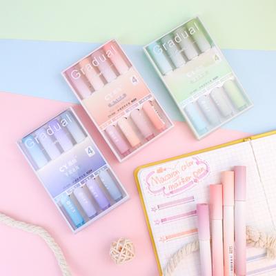 4 teile/schachtel Highlighter Stift Kawaii Marker Multifunktionale Farbe Graffiti Malerei Liner Stift Studenten Schule Liefert Schreibwaren