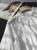 2025 Autumn French Lace Embroidered Retro Cotton Long Sleeve Shirt for Women
