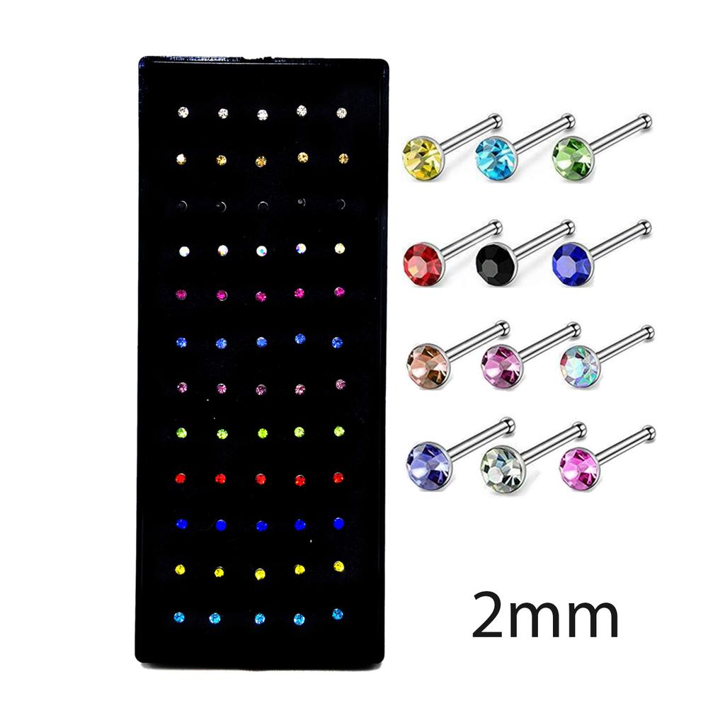 60 Stück Mode L-Form Strass Kristall Edelstahl Nasenpiercing Ohrknochen Damen Hypoallergen Körper Schmuck Piercing
