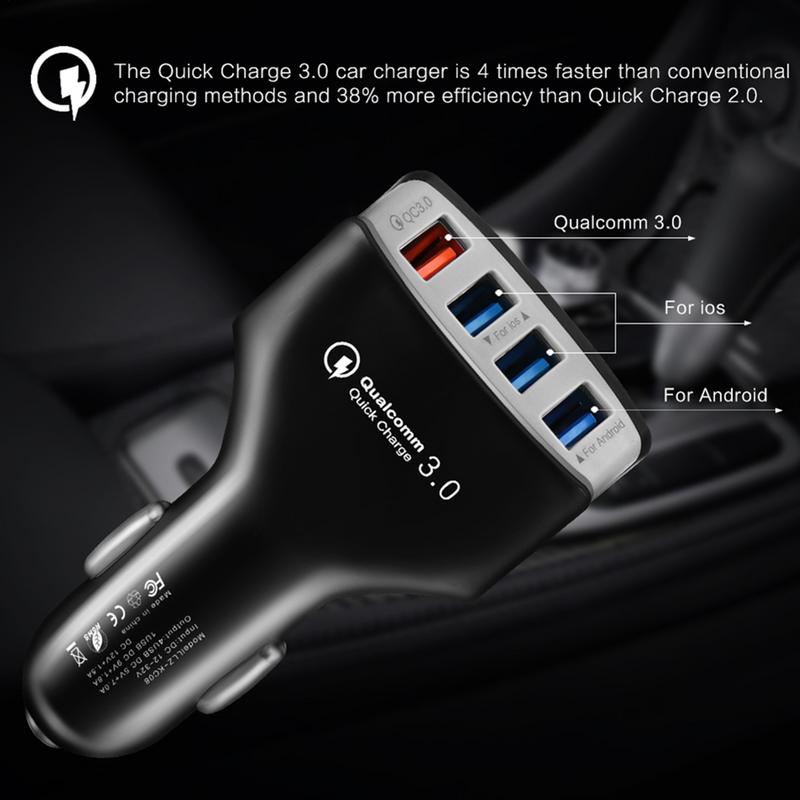 Fast Charging 4 Ports USB Car Charger Consumer USB Car Charger Adapter Electronics for Camping Truck Vehicle Family Trips