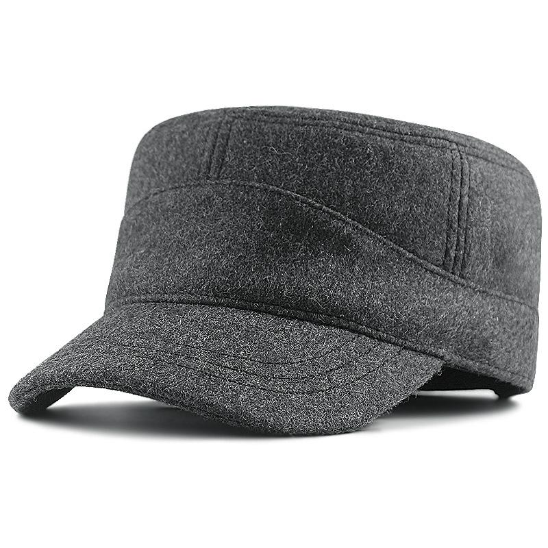 Winter Hat Men's Flat Top Men's Hat Large Size Autumn and Winter Piled and Thickened, Sealed Casual Winter Hat