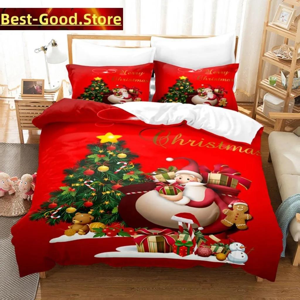 3D Christmas Quilt Cover Bedding Set Duvet Comforter Pillow Case Bed Linens Twin Queen King Double Full Single Bedroom
