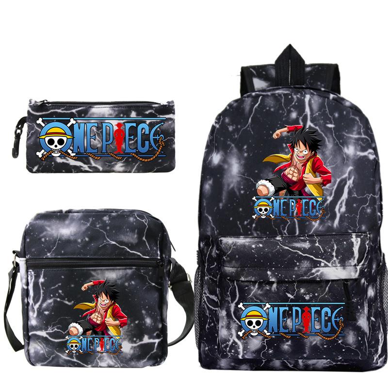 Cartoon Printed Teen Backpack Men's and Women's Student School Bag Three-piece Combination