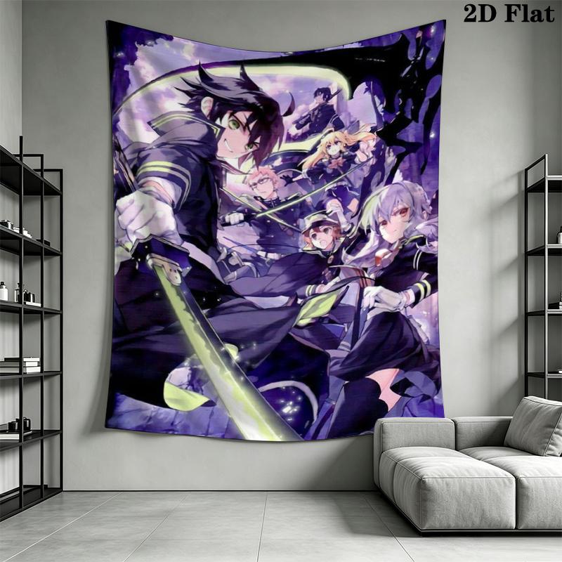 Seraph of the End Wall Tapestry Aesthetic Wall Hanging Printed Fabric Blanket Decorative Tapestries for Bedroom Living Room Home Decor