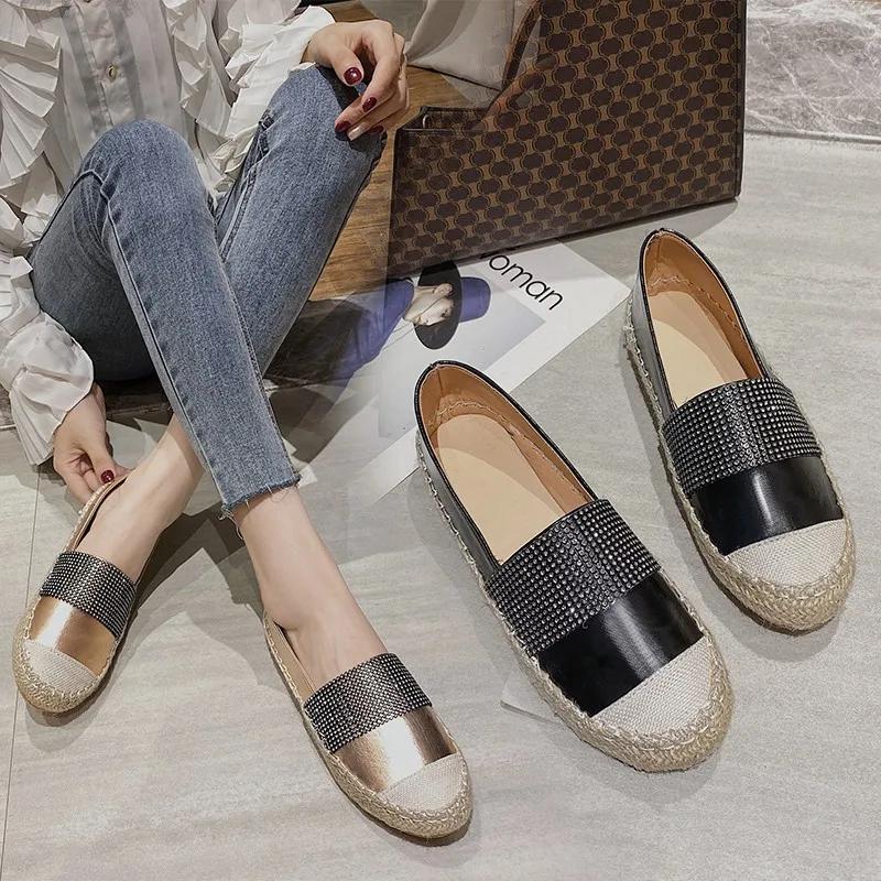 Fashion 2024 Spring  Fashion New Women Vulcanized Shoes Casual Flat Sneakers Sexy Crystal Rhinestone Slip On Women' Shoes Plus Size