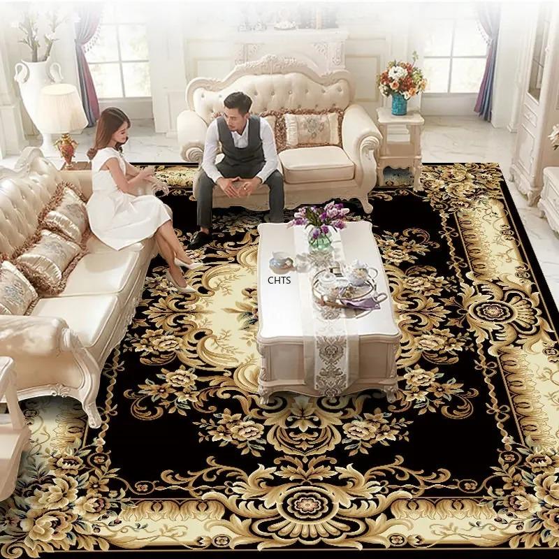 European Retro Large Rugs for Living Room Home Decoration Luxury Bedroom Carpet Washable Sofa Table Mat High-end Cloakroom Rug