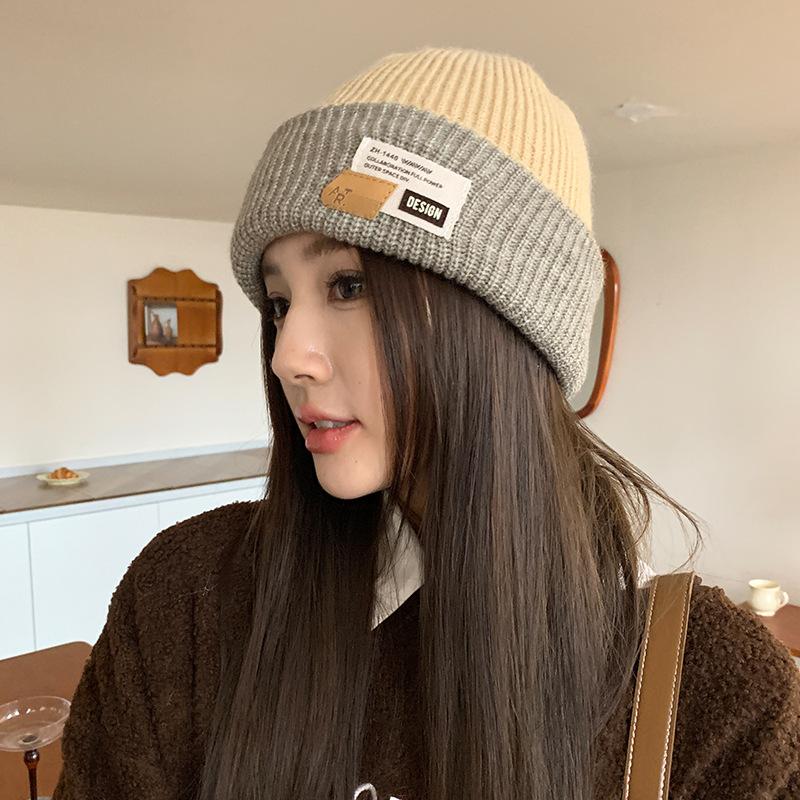 Hat Women's Autumn and Winter Woolen Hat Student Ear Protection Knitted Hat Korean Style Versatile Pullover Hat Double Sided Wearable Pile Hat