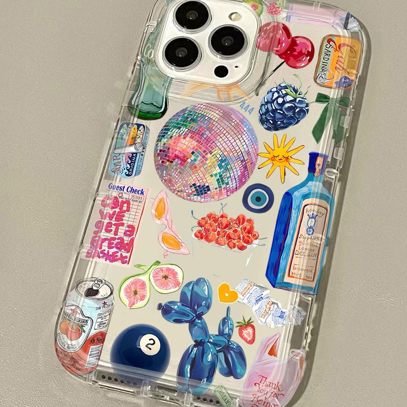 Phone Case For IPhone 16 15 14 13 12 11 Pro Max Plus 7 8 Plus 2020 Shockproof Silicone Cover Summer Disco Cocktail Fruit Case