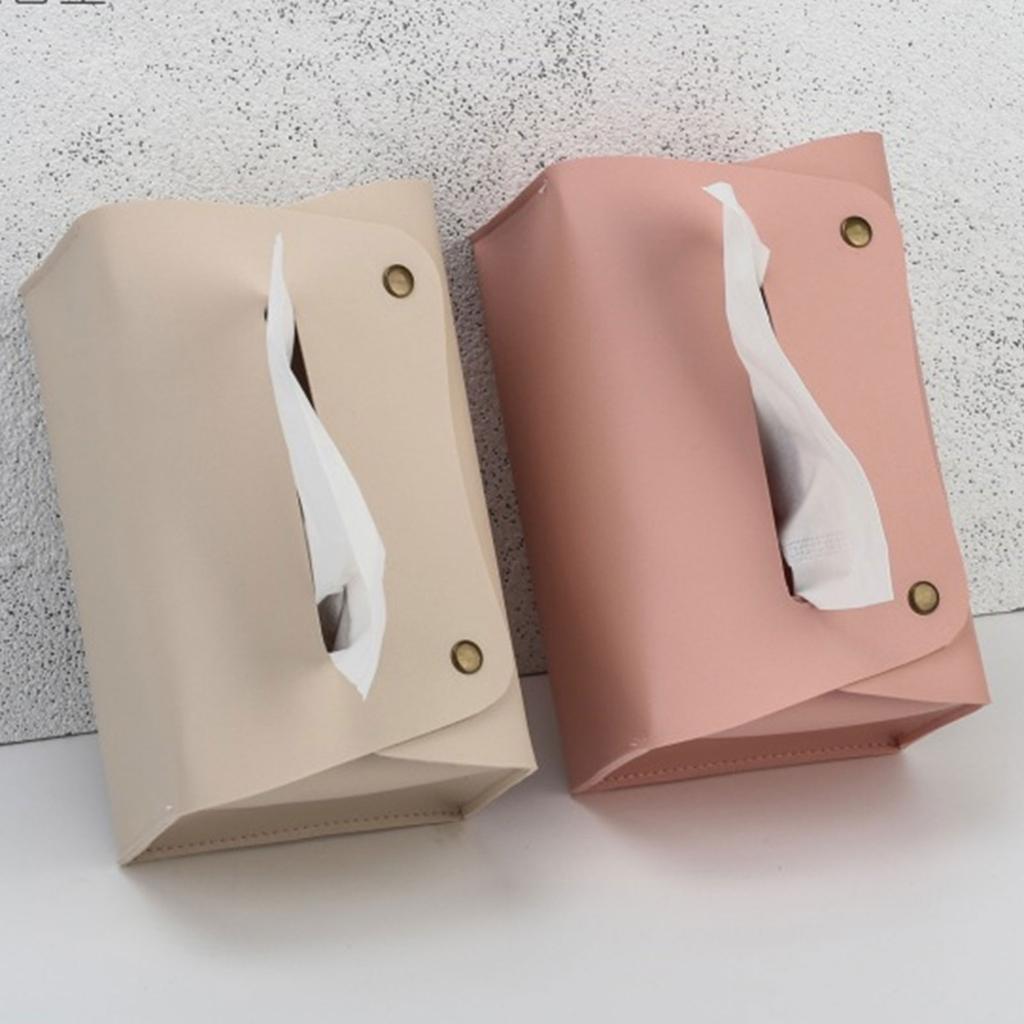 PU Leather Tissue Box Rectangular Paper Towel Container Elegant Tissues Storage Box Refillable Napkin Dispenser Rack