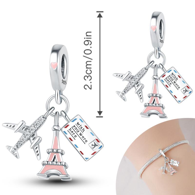 New 925 Silver Charms Bead Safety Chain Bead Fit Original Charms Bracelet Pendant Fine DIY Birthday Jewelry For Women