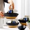 Creative Japanese Clay Pot: European and American Style, High-Temperature Resistant, Suitable for Open Fire, Ideal for Stews, Soups, and Rice.