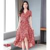 Elegant Floral Red Dress for Plus-Size Women - Spring/Summer Collection