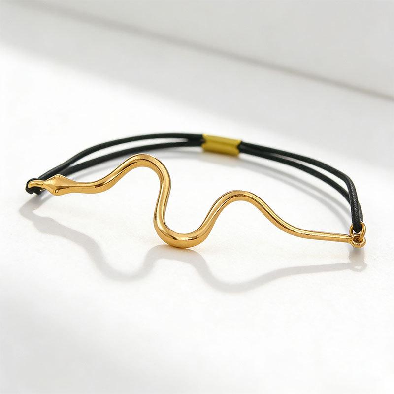 

Adjustable Snake Armband Leather Rope Elastic Bracelet for Women золотий
