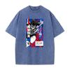 BLUE LOCK Anime Clothing Barou Shouei Printed Washed Tshirt Men Breathable Cotton T-shirts Manga Washed Tee Harajuku T Shirt