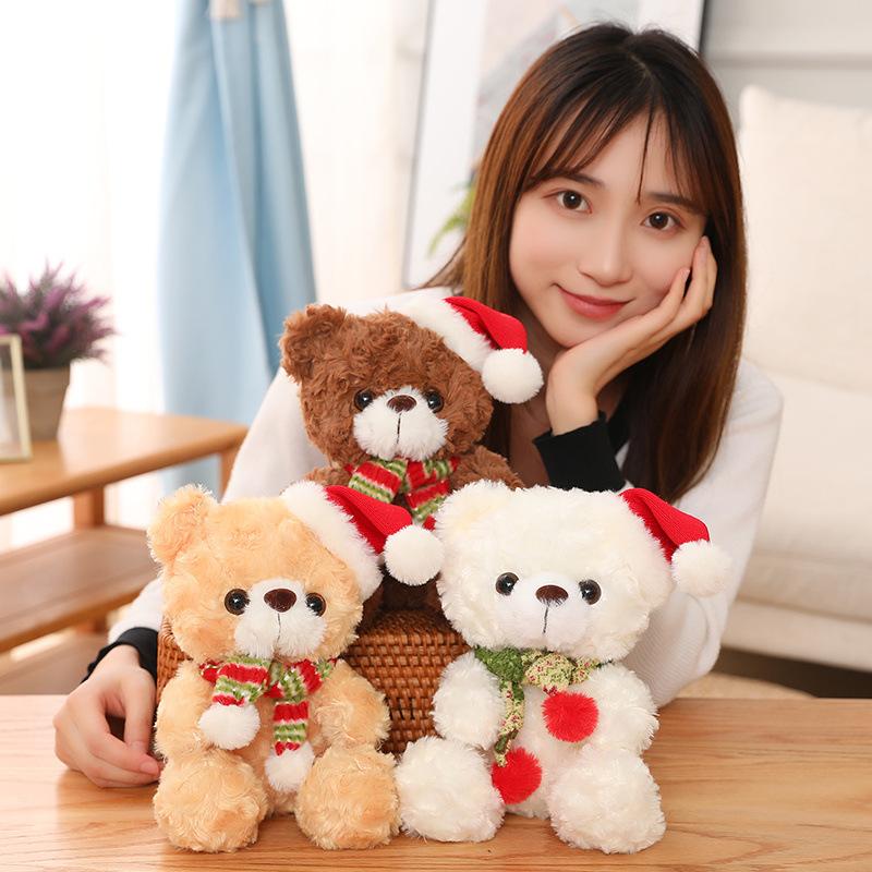 Christmas Gift Christmas Hat Teddy Bear Doll Plush Toy Hat Bear Doll Doll Gift Toys