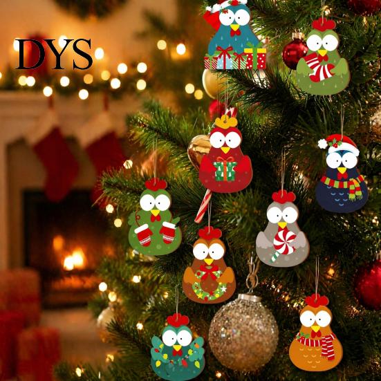Holiday Party Hanging Decor 12/24/36Pcs Christmas Chick Ornaments, Wooden Cartoon Ornaments for Tree, Wood Tree Cute Kids Family Friends Xmas Supplies