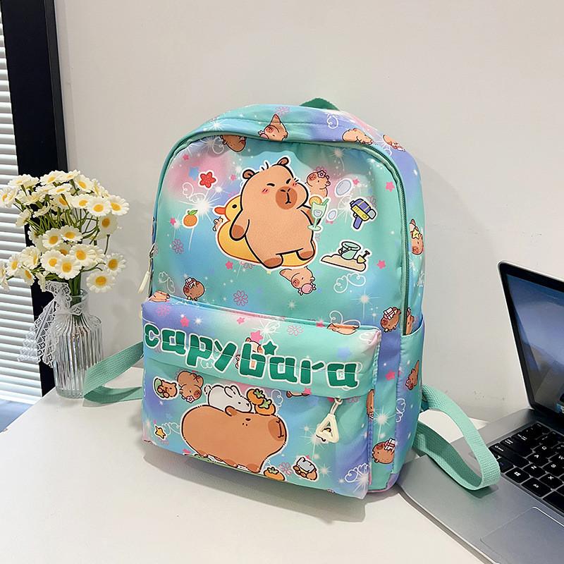 Cartoon Capybara Cute Car Bath Singing Printed Children Large Backpack Capacity