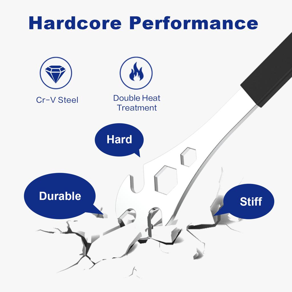Bike Pedal Wrench, Cr-V Steel + Ni-Cr Plating Super Hard Bicycle Pedal Removal Tool, 33cm Extra Long Handle Bicycle Pedal Wrench with Rubber Grip