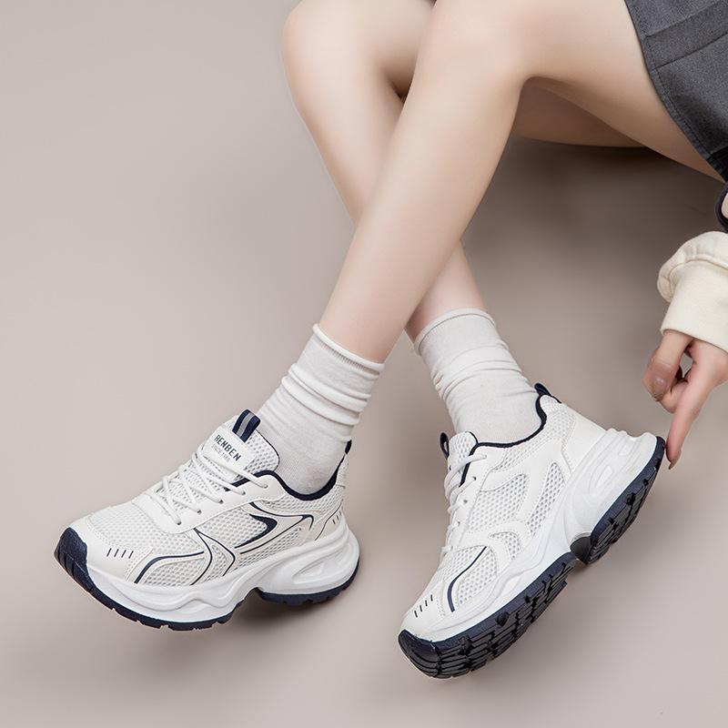 Scarpe da ginnastica da donna con plateau, nuove per la primavera, stile street, rialzanti, con stella argentata, sneakers casual