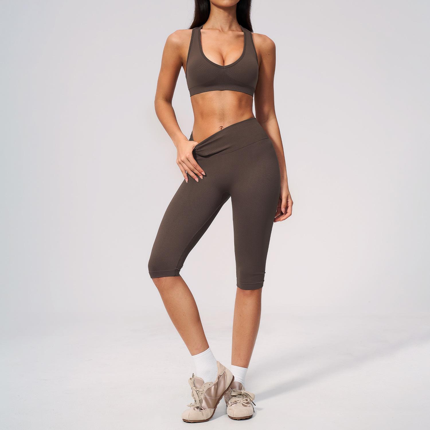 Dare to Show Seamless V-neck Yoga Sportswear Set: Quick-dry, Moisture-wicking, High-waist, Butt-lifting Fitness Wear Small