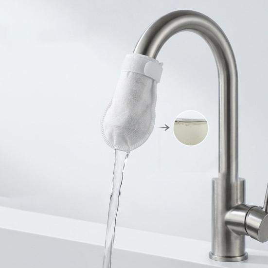Universal Faucet Water Filter Bag with Non-Woven Fabric High-Density Sediment Remover for Tap Water Rust Particles Anti-Splash Reusable Faucet Filter