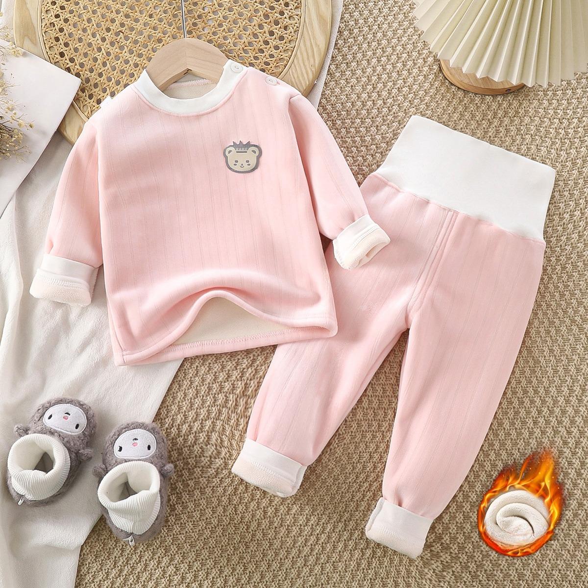 

Children s Thermal Underwear Set Thickened Autumn and Winter Clothes for Boys and Girls Plush Home Clothes 73CM