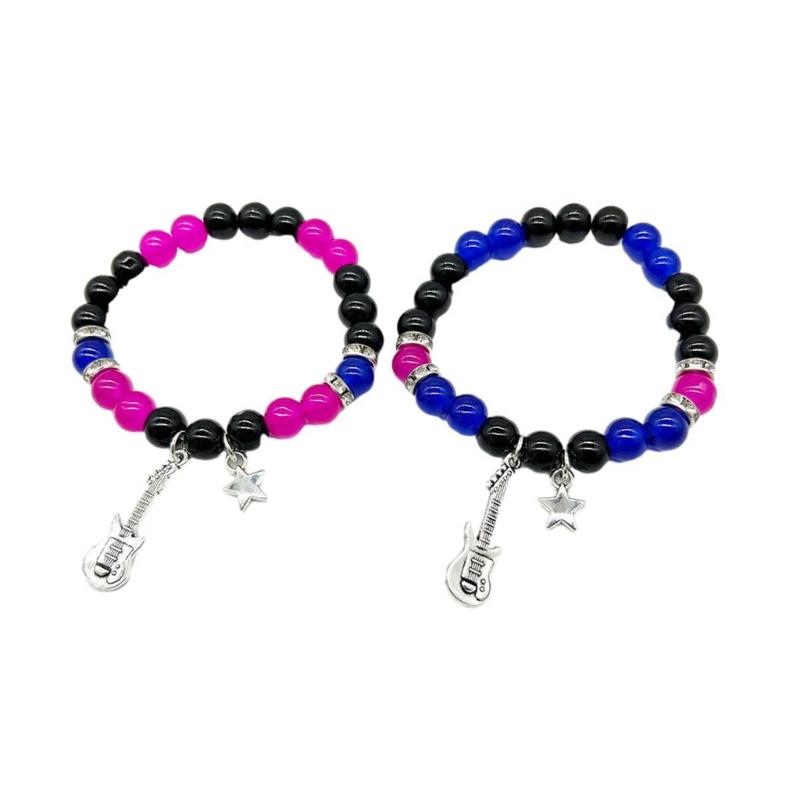 Star Guitar Y2k Cool Girl Acrylic Beads Guitar Five-pointed Star Stacked Bracelets Couple Ins Niche Pentagrams Bracelets