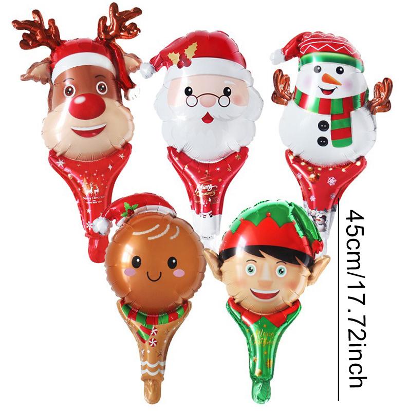 5PCS/Pack Christmas Balloon Assorted Handheld Santa Snowman Elk Gingerbread Man DIY Party Decorating Prop Christmas Supplies ZYF