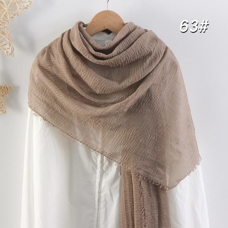 Sciarpa da donna in cotone lino seta - Per tutte le stagioni, colore unito, versatile foulard per testa e parasole