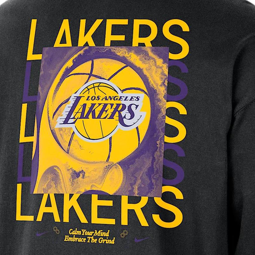 Nike X NBA Courtside Los Angeles Lakers Pullover Løstsittende Casual Langermet T-skjorte Herre T-skjorte Svart HQ0674-010