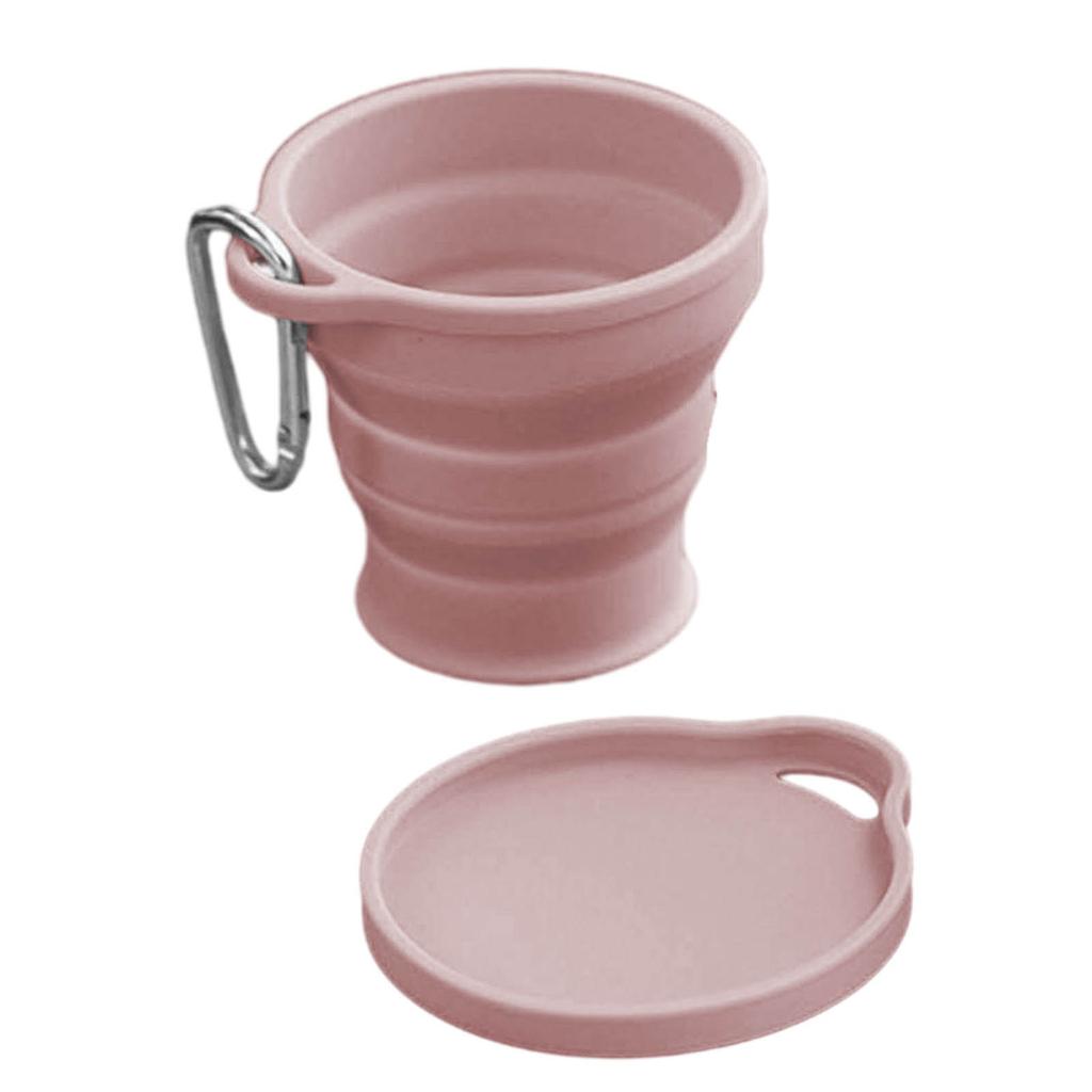 Portable Silicone Foldable Cup with Carabiner Heat Resistant Collapsible Cups Folding Storage Travel Mug for Hot Water