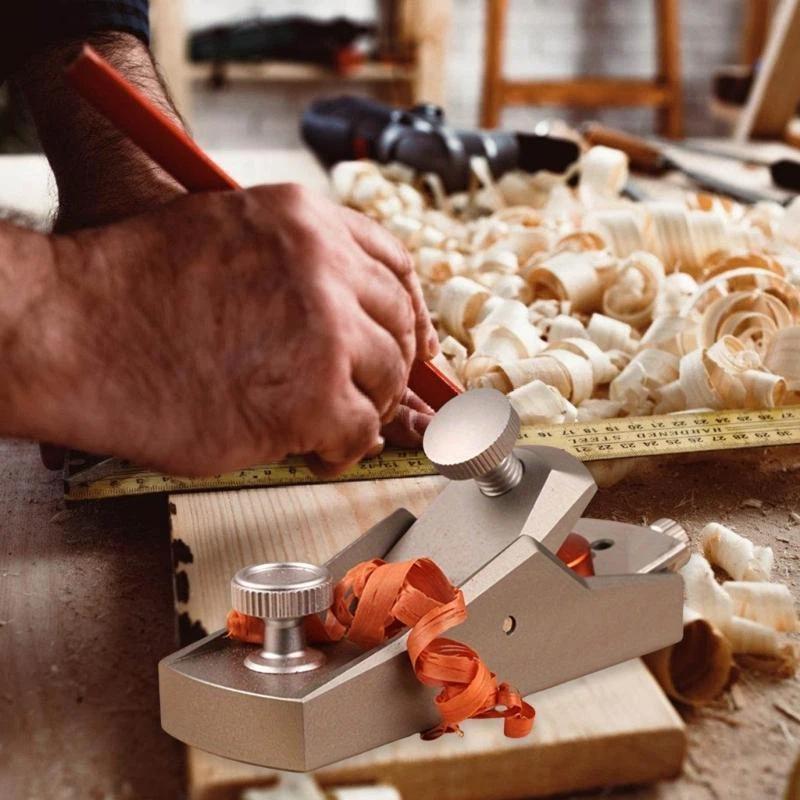 Adjustable Aluminum Alloy Hand Plane With Precision Knobs Sharp Steel Blade For Woodworking Diy Furniture Projects