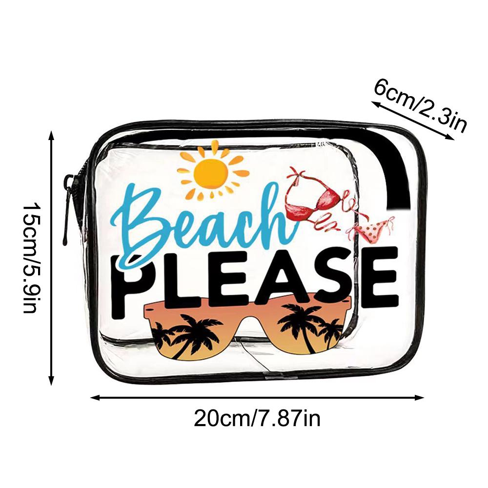 1pc All-Purpose Waterproof PVC Cosmetic Bag - Clear Travel Pouch for Toiletries Makeup & Beach Essentials