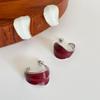 Elegant Gold-Plated Brass Enamel Drop Earrings for Women In Red & White - Minimalist, Low-Key Luxury Design