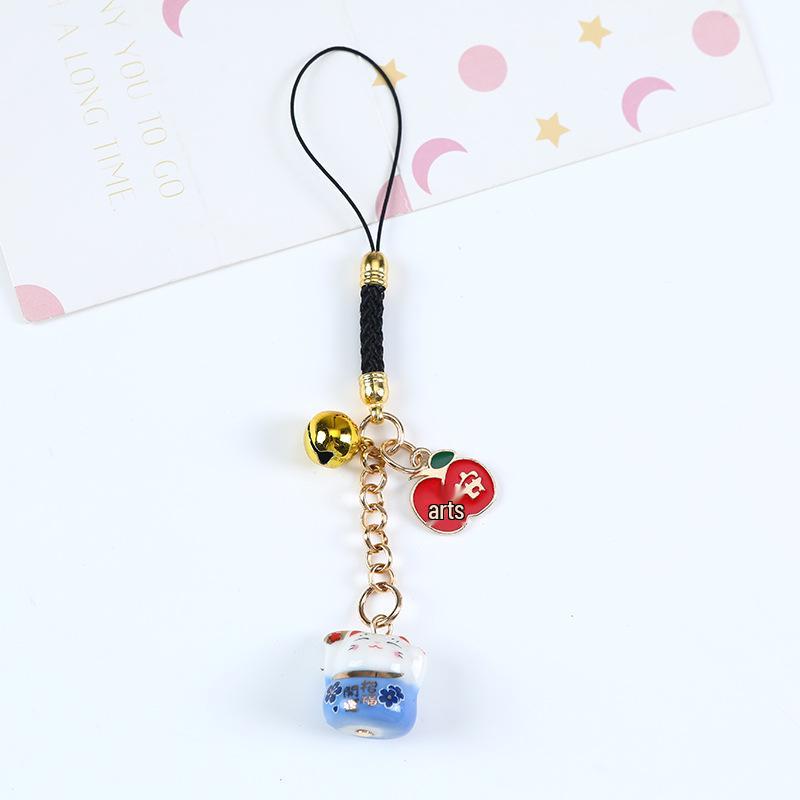 Ceramic Lucky Cat USB Keychain & Charm - Graduation Season Gift синий