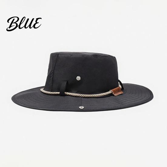 Unisex Foldable Summer Hat Wide Brim Bucket Hat  UV Protection Sun Waterproof Quick Dry Fishing Adjustable Windproof Cap with Wind Lanyard &