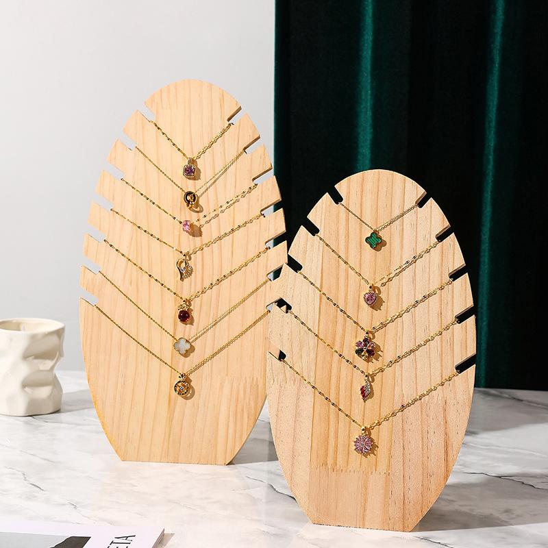 Wood Flame Shape Jewelry Display Pendant Necklace Display Board Organizer Shelf Storage Holder Showcases