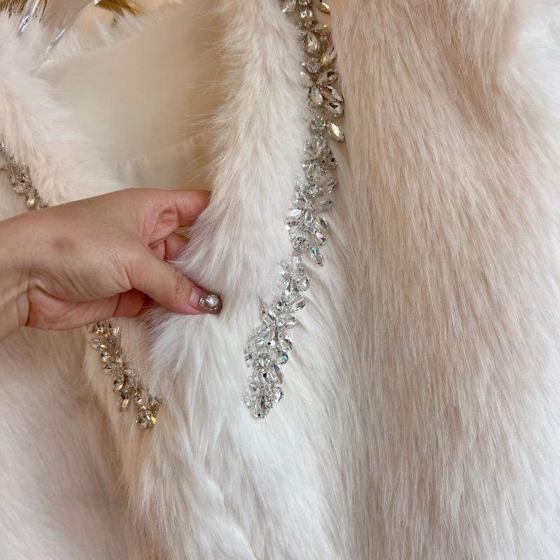 Qianjinfeng Heavy Industry Diamond Lamb Fur Imitation Fur Vest Vest Women's Wear Winter Light Fashion Thickened Vest
