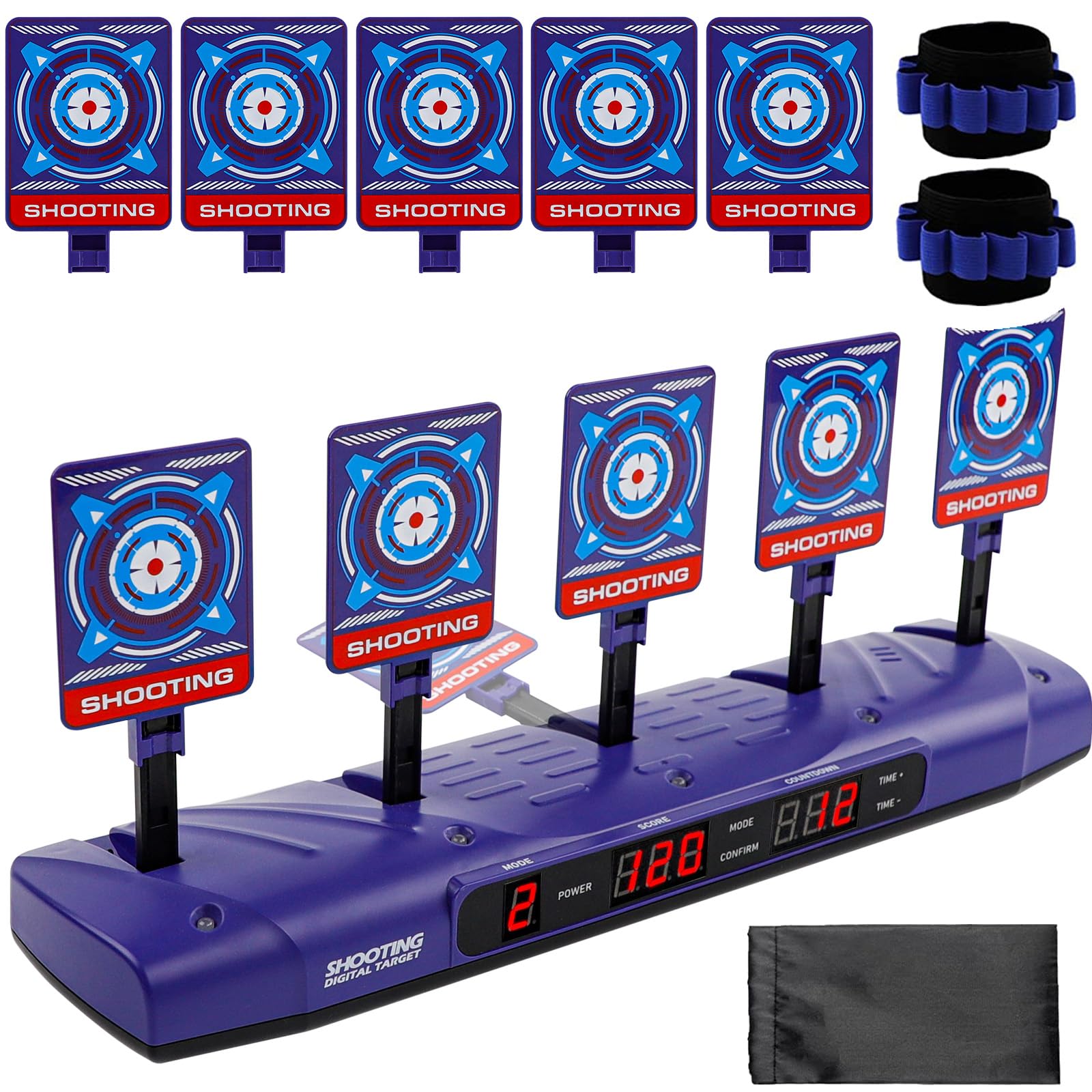 

Электронная мишень CYFIE Автоматическая мишень Автоматическая стрельба Звук 4 Игры Дополнительная и сумка для хранения Подарок на Рождество для мальчиков Мишени 2 Движущиеся и стреляющие, Подъем, Прицеливание,