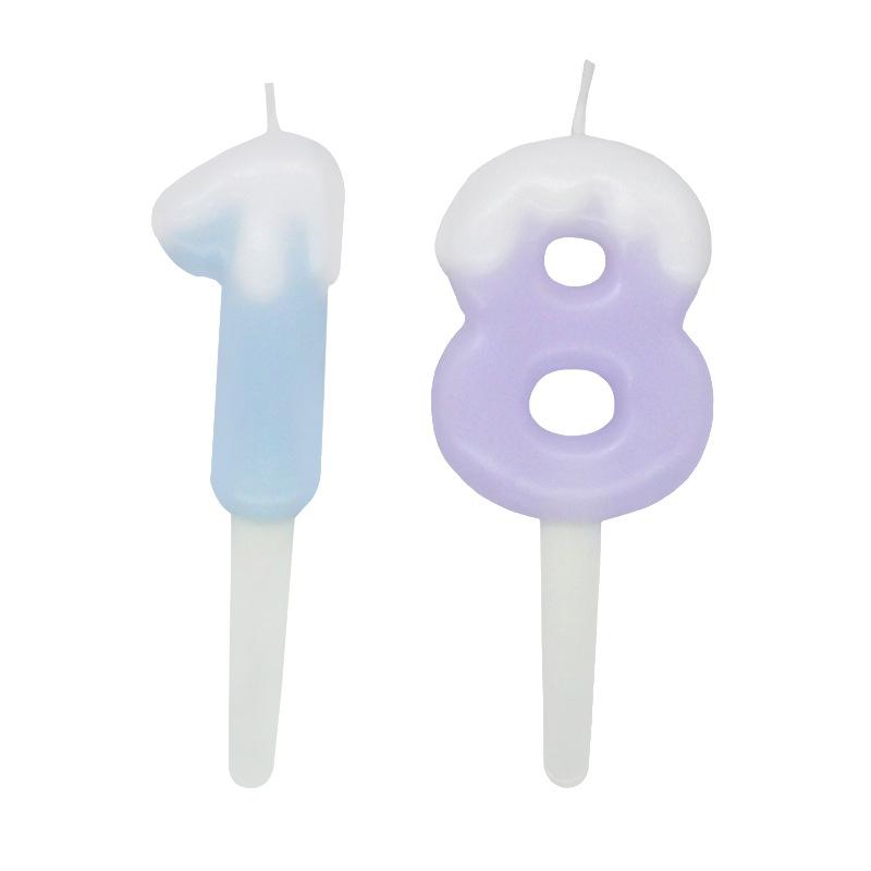 INS Cake Decoration Cream Colorful Digital Candle Cartoon Birthday Party Atmosphere Candy Color 0-9 Digital Candle