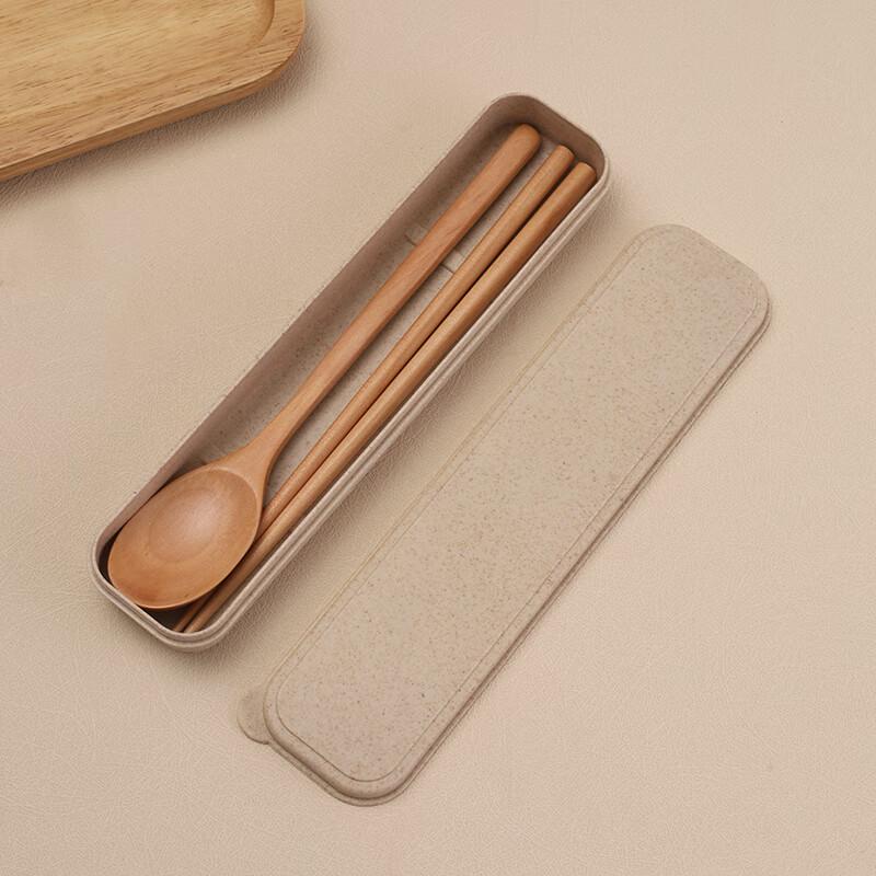 Natural Wood Portable Chopsticks and Fork Set