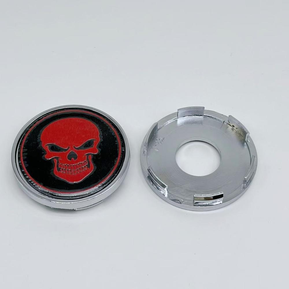 4pcs O.D 63MM / I.D 59MM Skull Logo Emblem Car Wheel Center Caps Accessories for Wheels Hub Lid Rim Hubcaps Centre Cover Replace