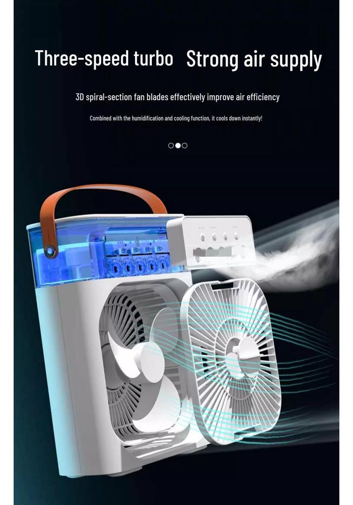 Water-cooled Desktop Fan & Humidifier with Cooling Spray for Dorms and Offices